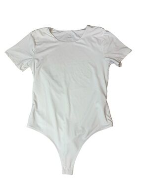 SWS Contour White Short Sleeve Thong Bodysuit Size L